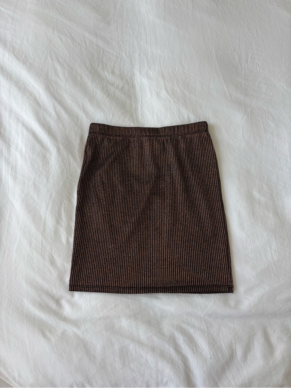 Vintage Seduction Metallic Ribbed Mini Skirt Small